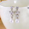 Luxury Water Drop Imitation Pearl Drop Stud Earrings for Women Shiny Cubic Zircon Leaf Geometry Earrings Wedding Jewelry Gifts