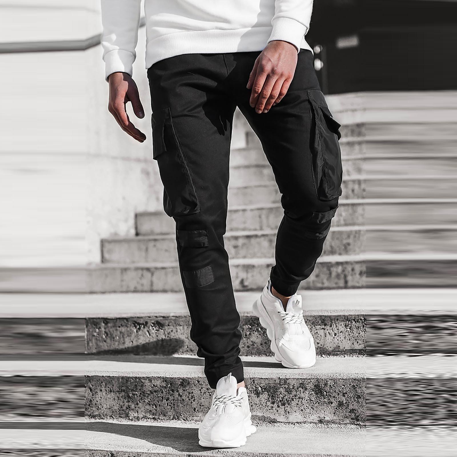 

Мужские брюки многокарманные повседневные спортивные штаны модные фитнес быстросохнущие брюки с манжетами L