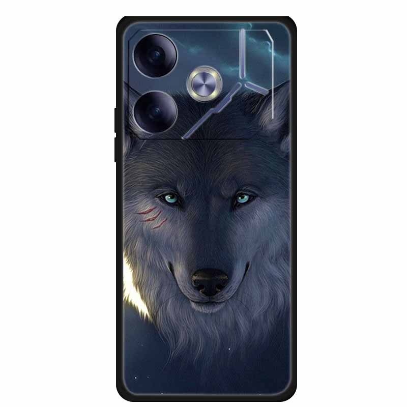 For Tecno Pova 6 Phone Case 6.78" Animal Black Silicone Soft Back Cover Cases For Tecno Pova 6 Case Pova6 Coque Funda Shockproof