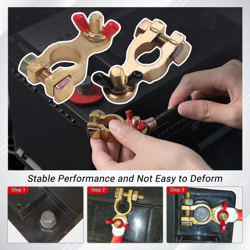 1 Set Solid Brass Clamps Connectors Car Truck Boat Caravan Battery Terminals With Quick Release For RV Motorbike