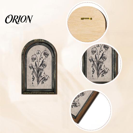 Retro Arched Picture Frame Halloween Wooden Wall Decor, Ghost Cat Double-Layer Hanging Ornament, Distressed Gothic Hazy Painting Style Tabletop Decor