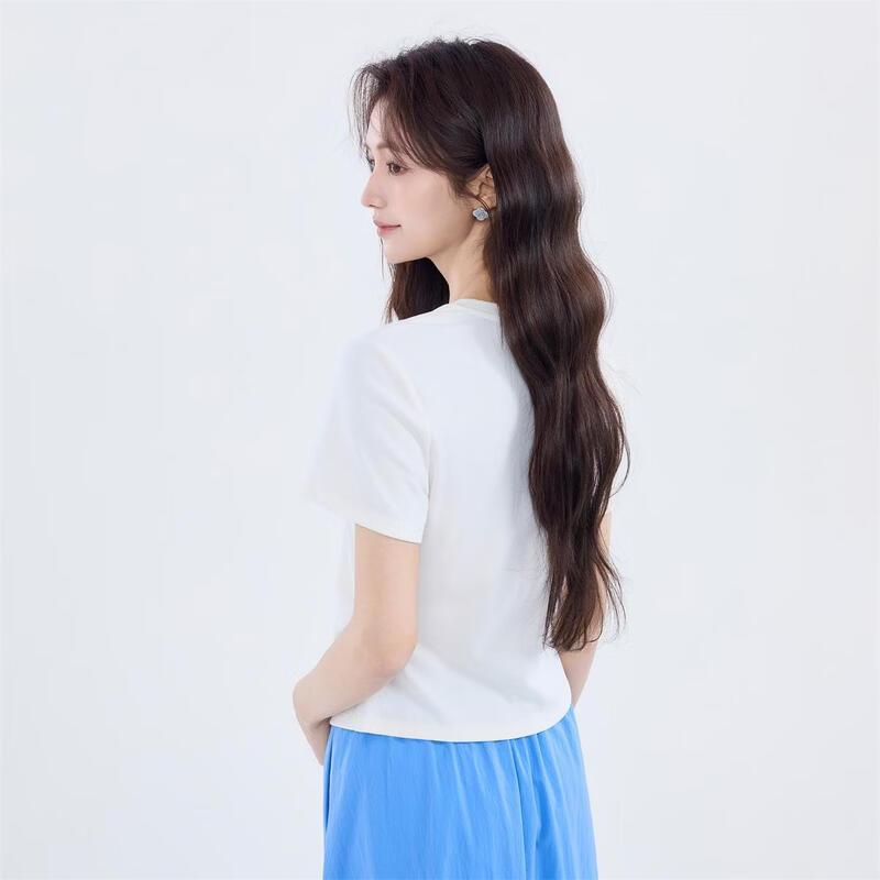 INMAN Damen Raffung Taille Schlankmachendes Kurzarm-T-Shirt