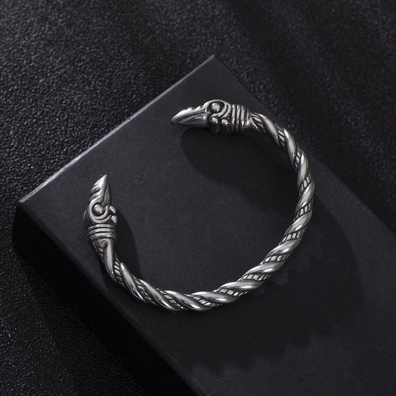 Viking Open Cuff Bracelet For Men Retro Norse Jewelry Handmade Viking Accessory