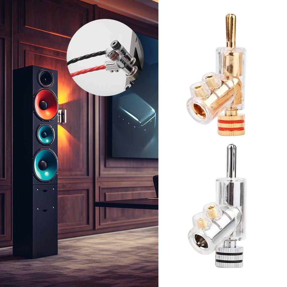 

Rhodium Plated Gold Plated Speaker Banana Plug Double Screw Speaker Amplifier Cable Connector срібний