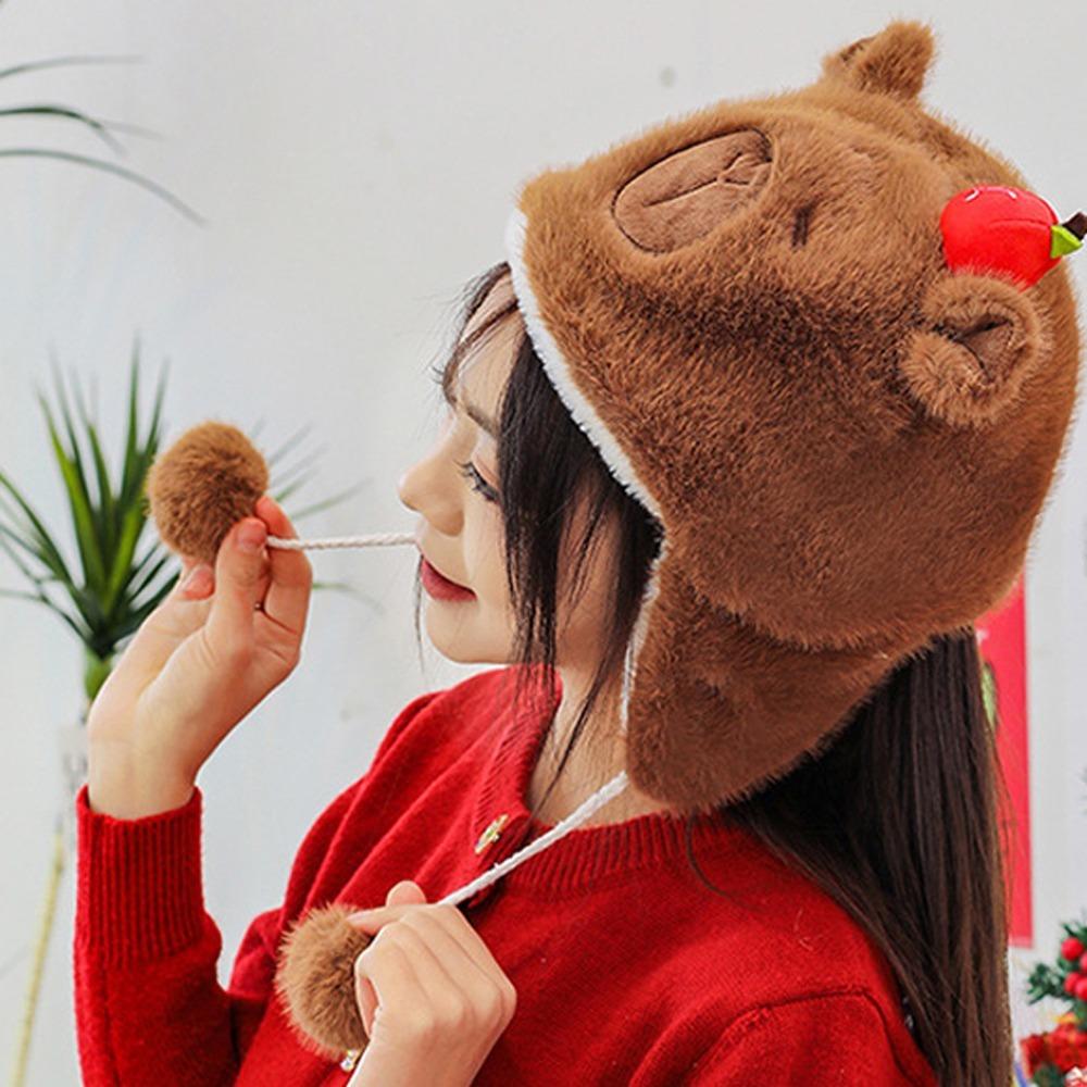 Merry Christmas Capybara Plush Doll Elk Capybara Fluffty Doll Capybara Plush Toy Kid Toy