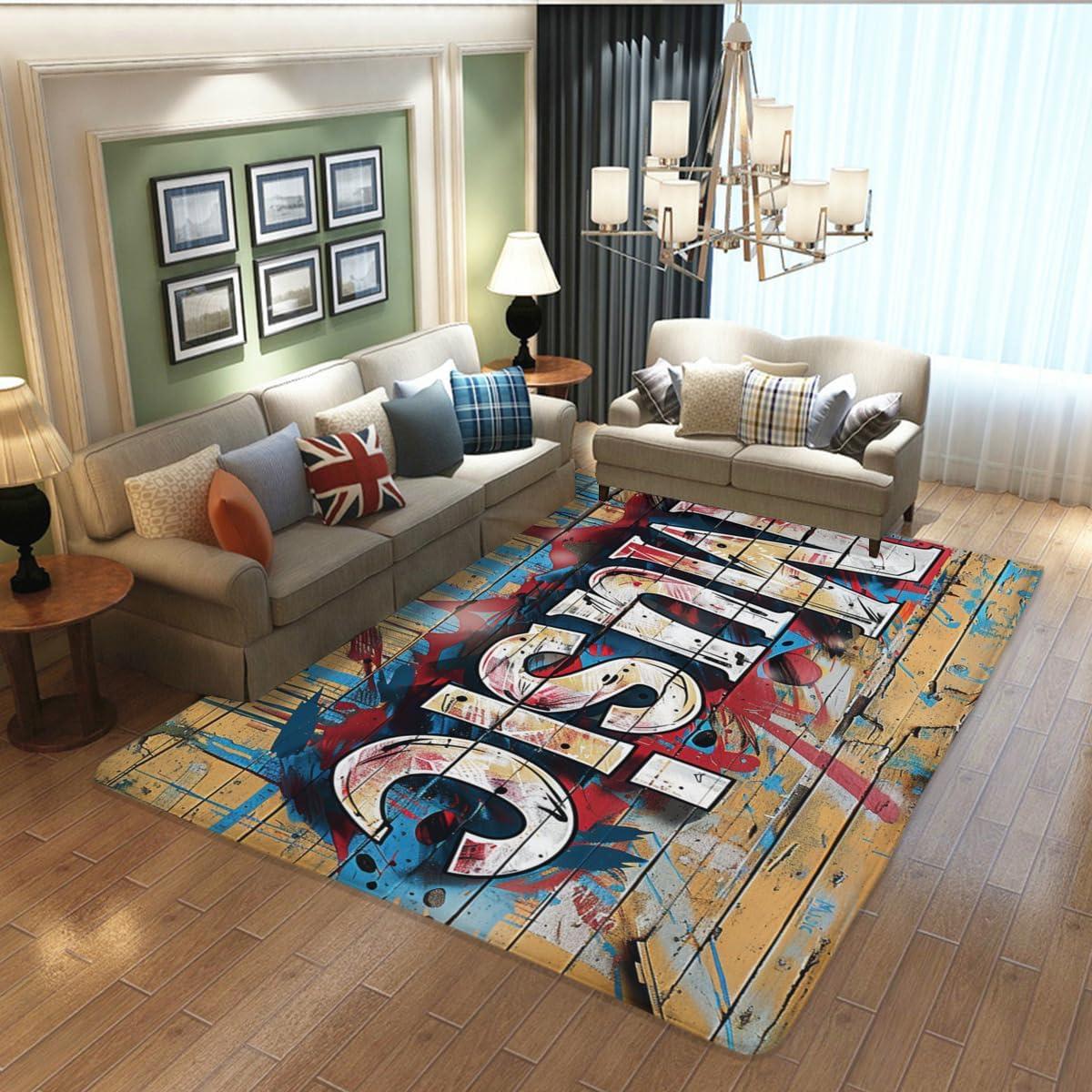 

Music Elements Area Rug Wooden Board Graffiti Art Text Print Carpet Floor Mat Bedroom Decor Flannel 40X60cm-16x24in