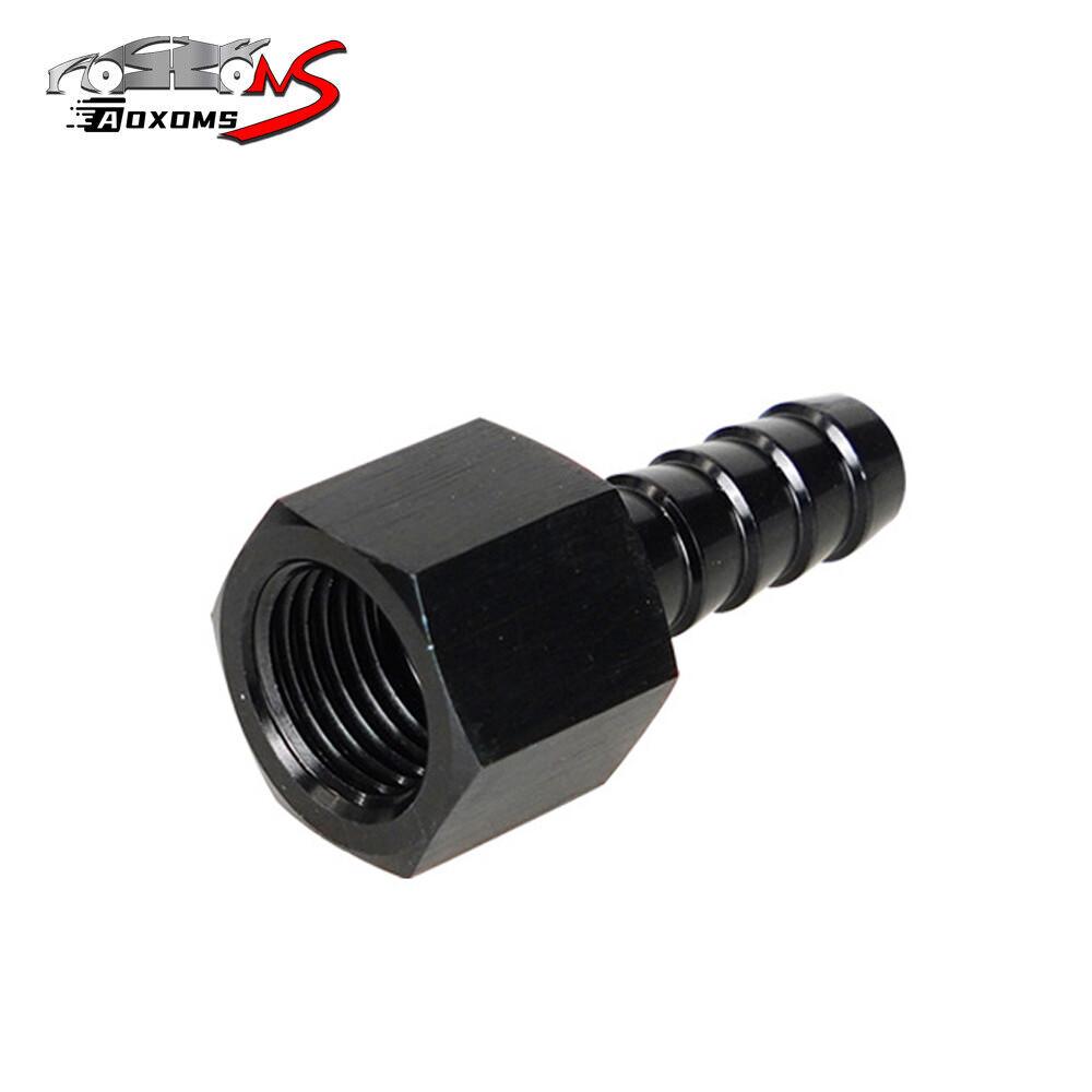 Black Fitting Hose End Straight 3/8  Barb to 6 AN Female Swivel Aluminum Anodize