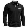 American Style Spring Autumn Men's Polo Shirts Long Sleeve Smart Casual Turn Down Collar Pull On Polos Man
