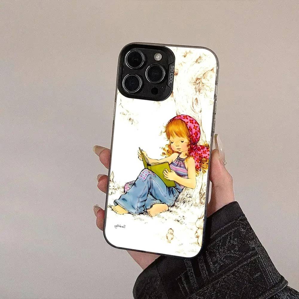 Sarah Kay Girls Cute Frosted Phone Case For IPhone 17 16 15 14 Plus 13 12 11 Pro Max X Xs XR Silver Hard Cover
