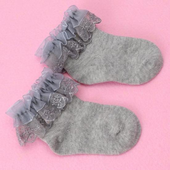 Newborn Baby Girl Solid Color Breathable Cotton Elastic Princess Lace Socks