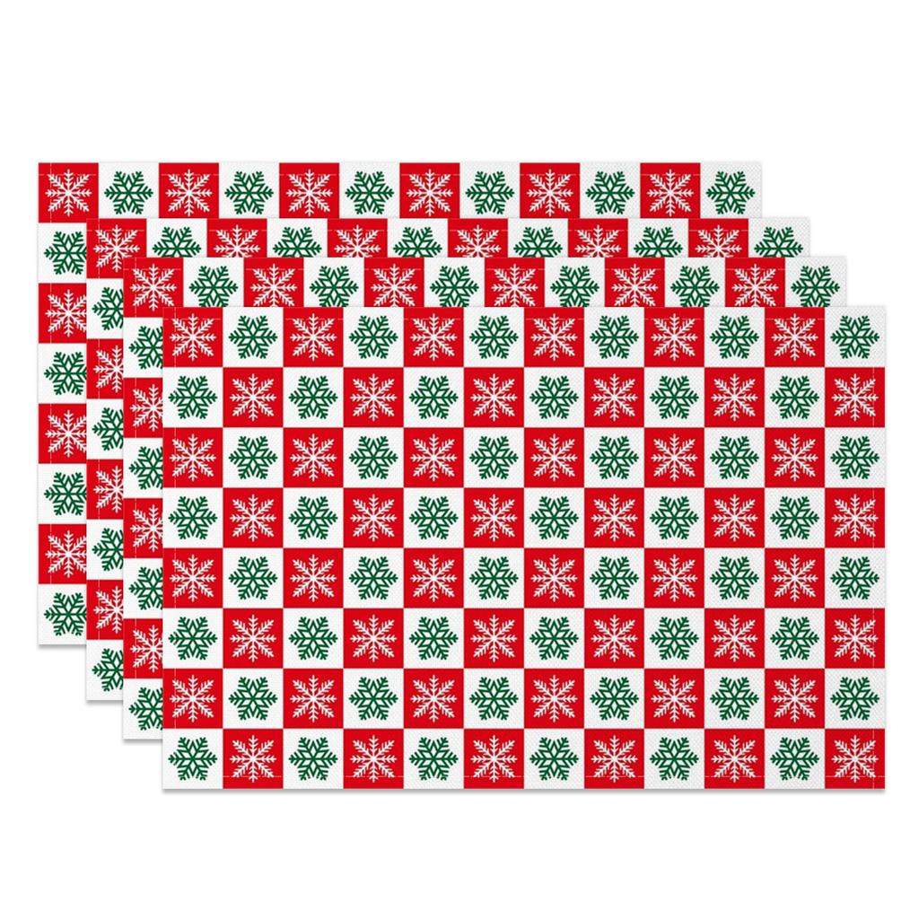 Christmas Placemats Dining Table Festive Holiday Decoration Snowflakes Tree Designs Dining Mats for Xmas Party Family Dinner
