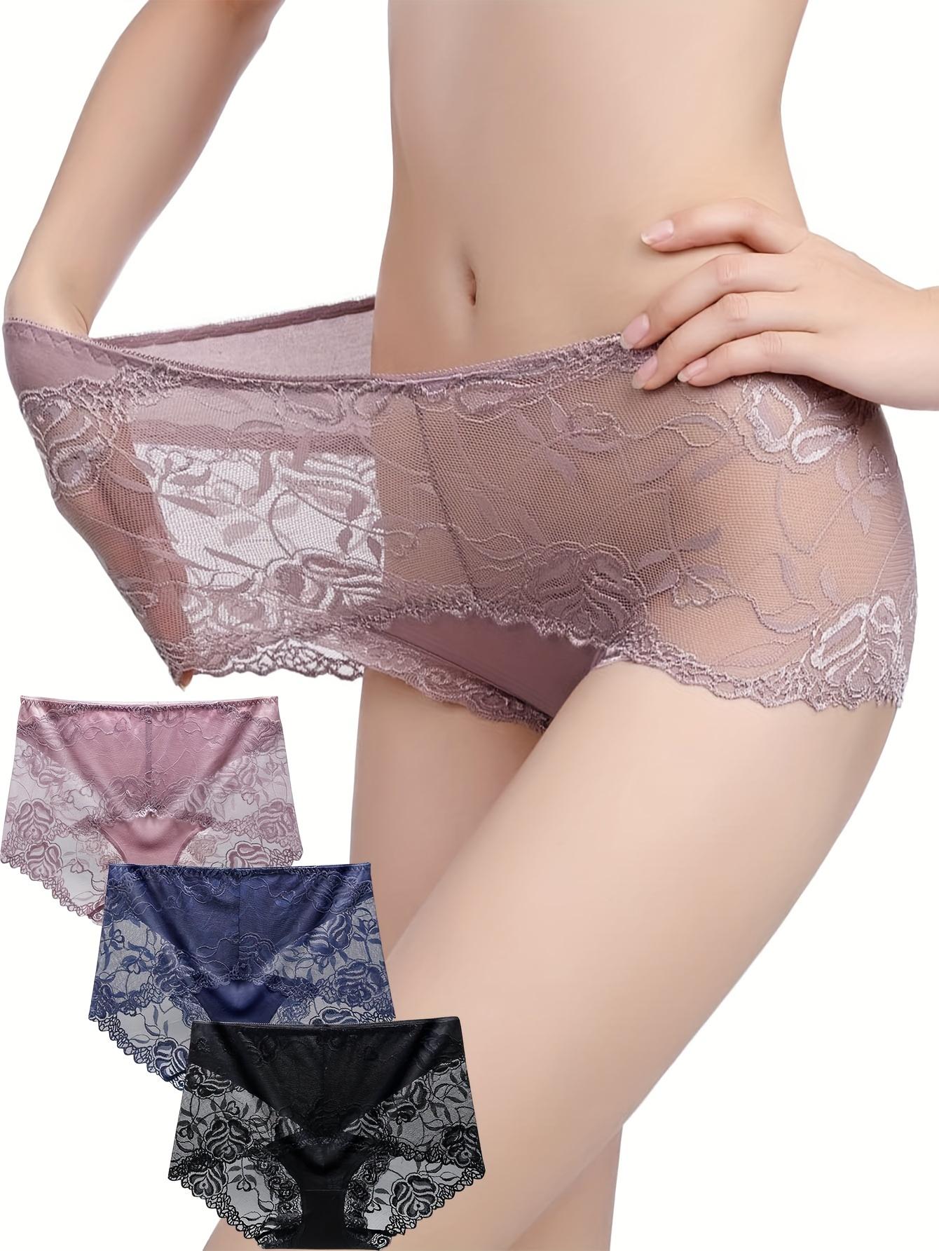 

Женские короткие кружевные трусики с высокой талией, 3 шт.