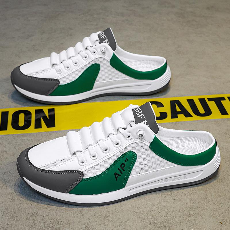 2025 Spring and Summer Bag Head Slippers Men's Lazy Style One Pedal Casual Half Tray Trend Heel-less Sleeve Board Shoes