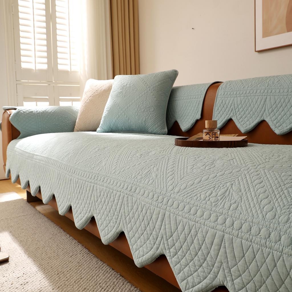 Sofa Cushion Cotton All-season Universal Fabric Non-slip Cream Wind Special-shaped Leather Sofa Cover Seat Cushion