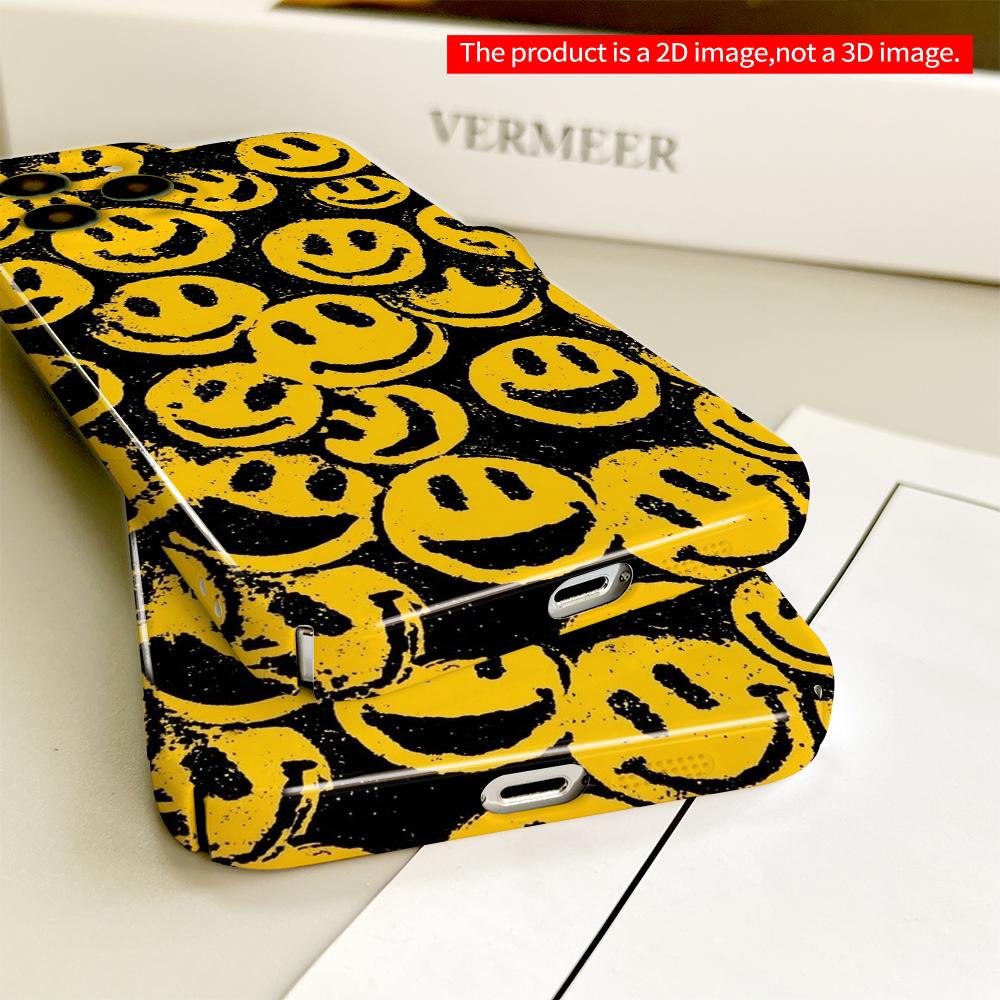 Yellow Smiley Face Pattern Phone Case All Inclusive Film Hard Phone Case, Compatible with iPhone 18 Pro Max 17 16 15 14 13 12 11