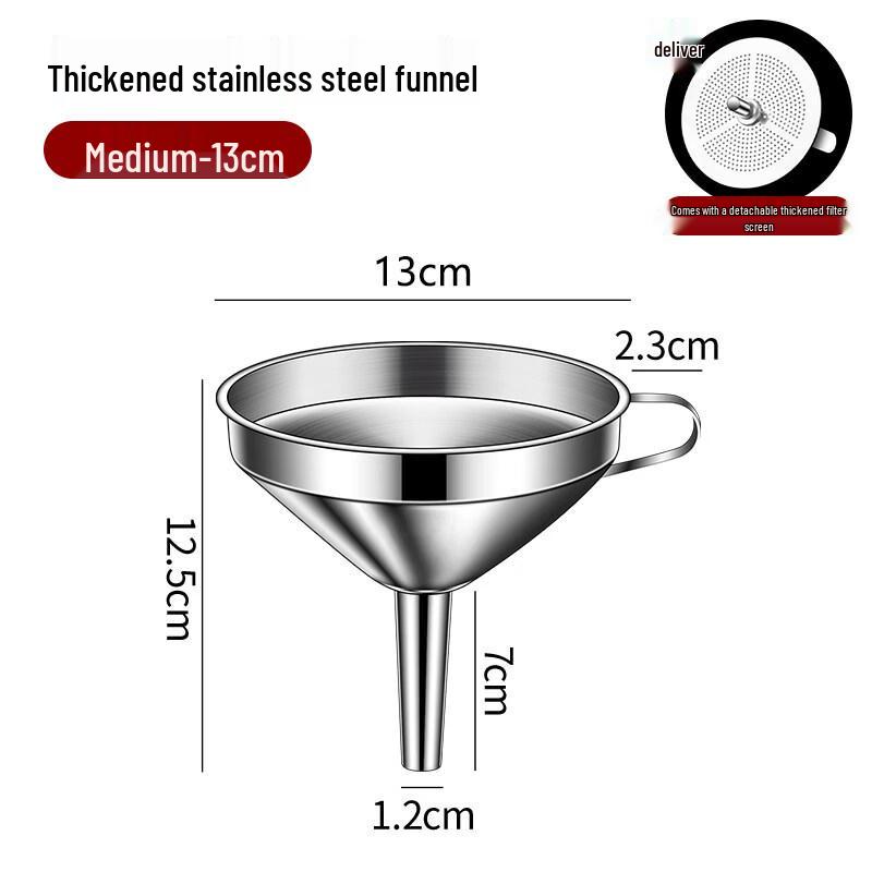 Ruhan 13cm Food Grade Thickened Stainless Steel Funnel Set