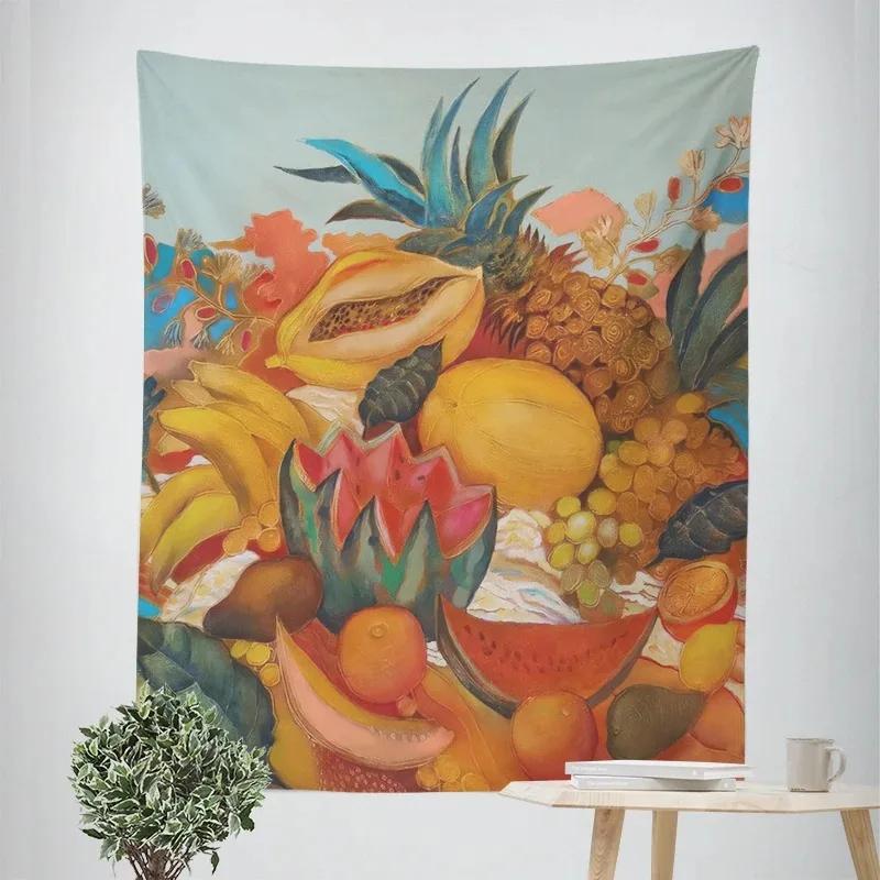 Украшение стен для дома Гобелен с рисунком фруктов и цветов Подвесная ткань для офиса — фото 13