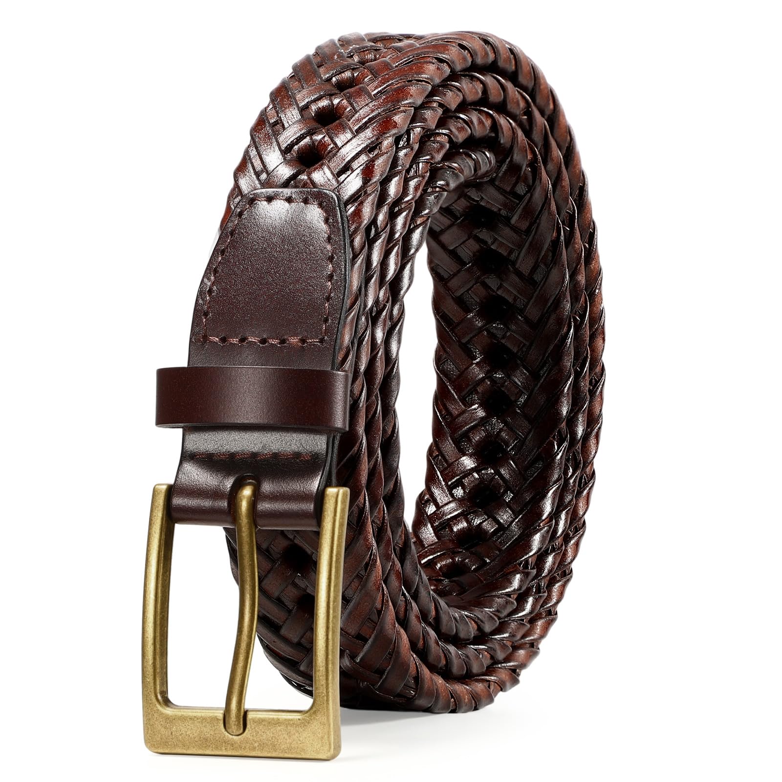 Casual Leather Leather Mesh Braided Leather Gold Comes with 125cm [TRIWORKS] Men s Belt, Golf/Business, Gentleman s Belt, Belt, Buckle, Durable, Box,