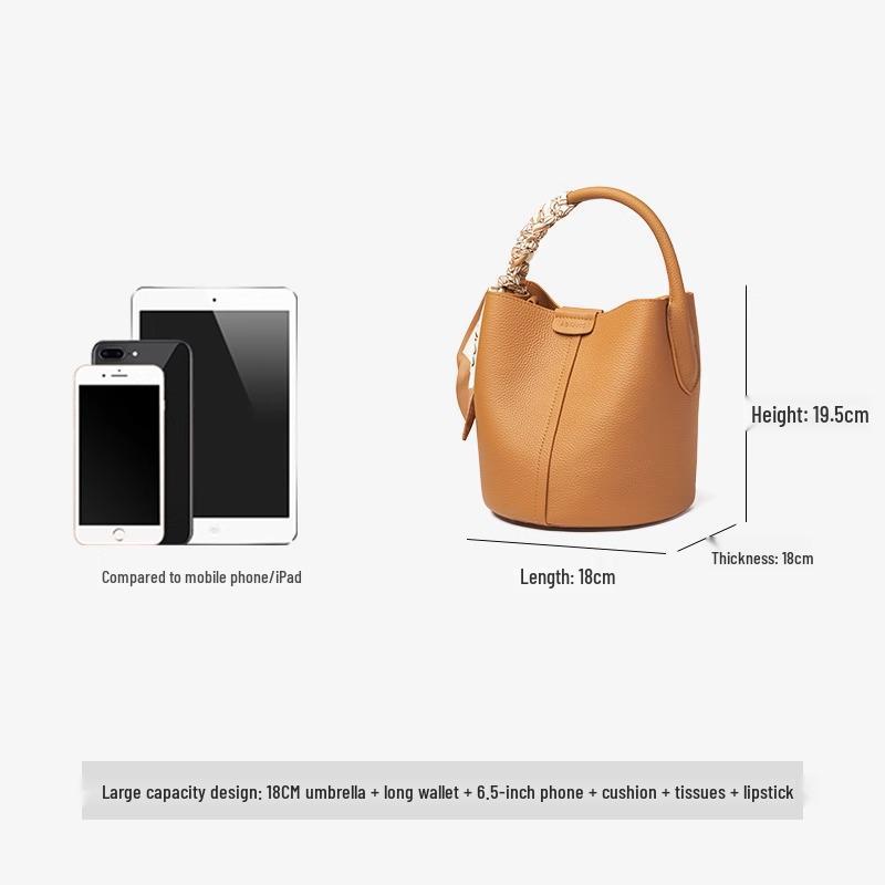 2026 Women's Large Capacity Tote Bag, Versatile Crossbody & Single Shoulder, Elegant Commuter Bucket Design