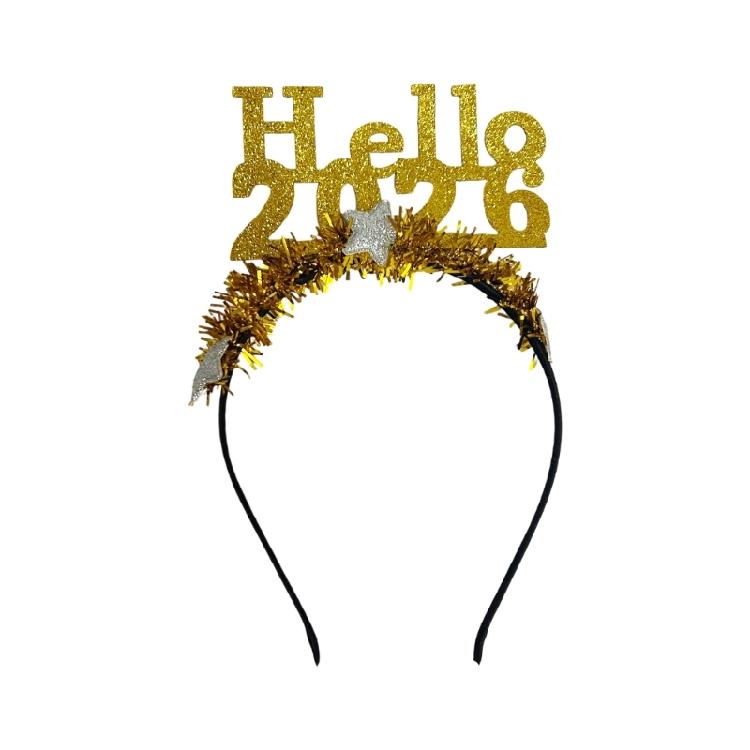 

Festival Theme Glitters Headpiece Sparkling Hello 2026 Star Decoration Headbands For New Year Party Gathering Photography золотий
