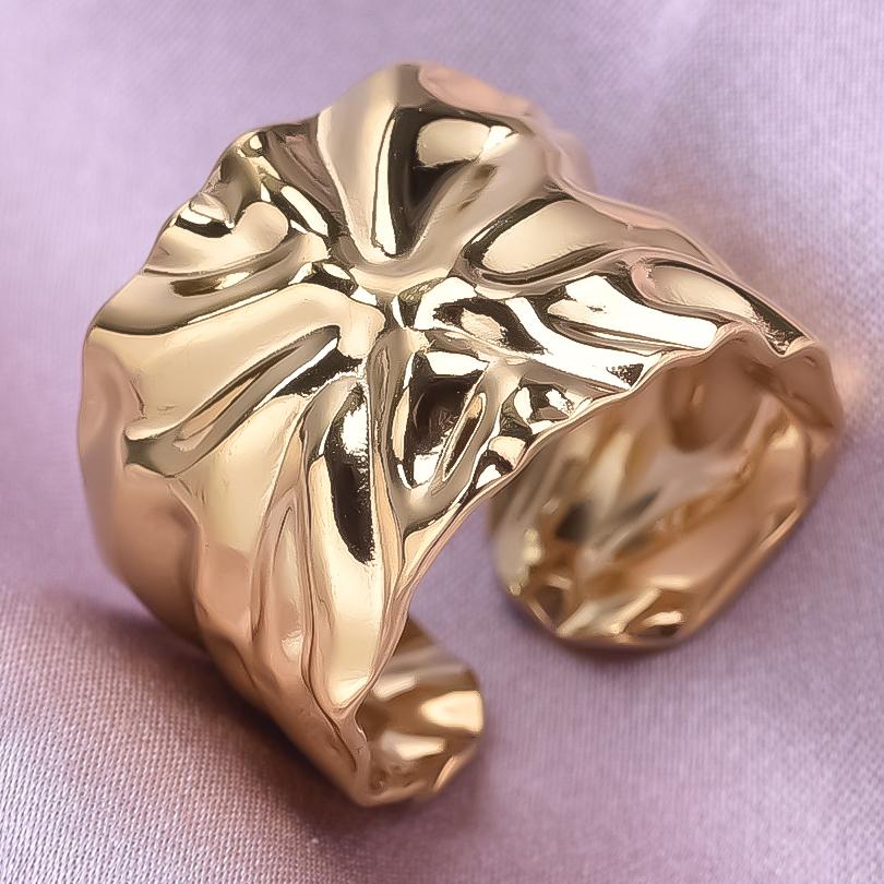 Liquidity Chunky Open Stainless Steel Rings For Women Men Accessories Real Gold Plated No Fade Vintage Finger Ring Party Bagues