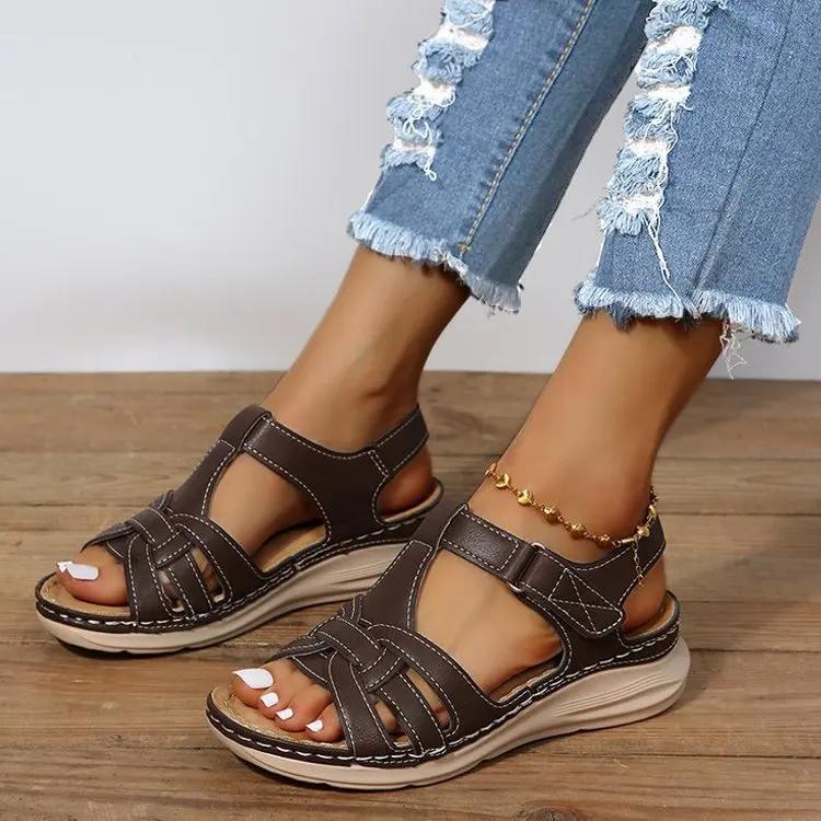 Fashion Women's Simple Wedge Sandals Casual Ankle Strap Platform Sandals Women's Comfortable Sandals