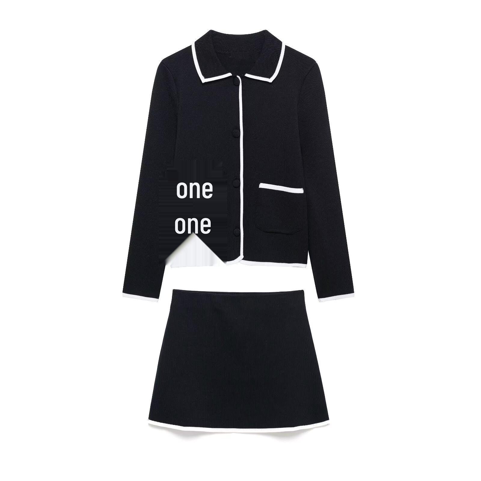 

Spring 2025 Women s Color-Block Knit Cardigan & Midi Skirt Set Large