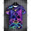 Neon Hip Hop Kat T-shirt Voor Mannen Carnavalsfeest Ronde Hals Korte Mouw T-shirts Hip Hop Straat 2025 Zomer Trend Sterren Ruimte Tee