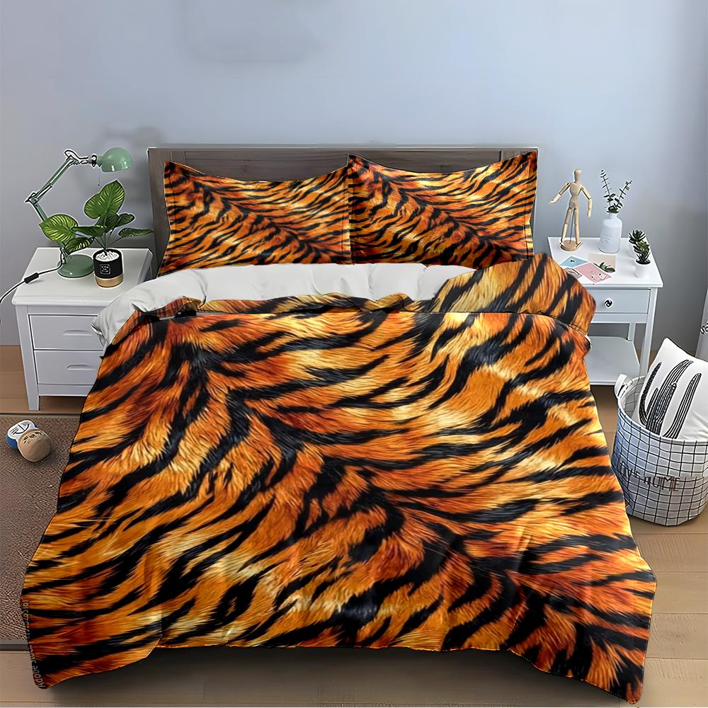 Tiger Stripe Pattern Bedding Set Bedding set (1 duvet cover, 2 pillowcases, duvet not included)