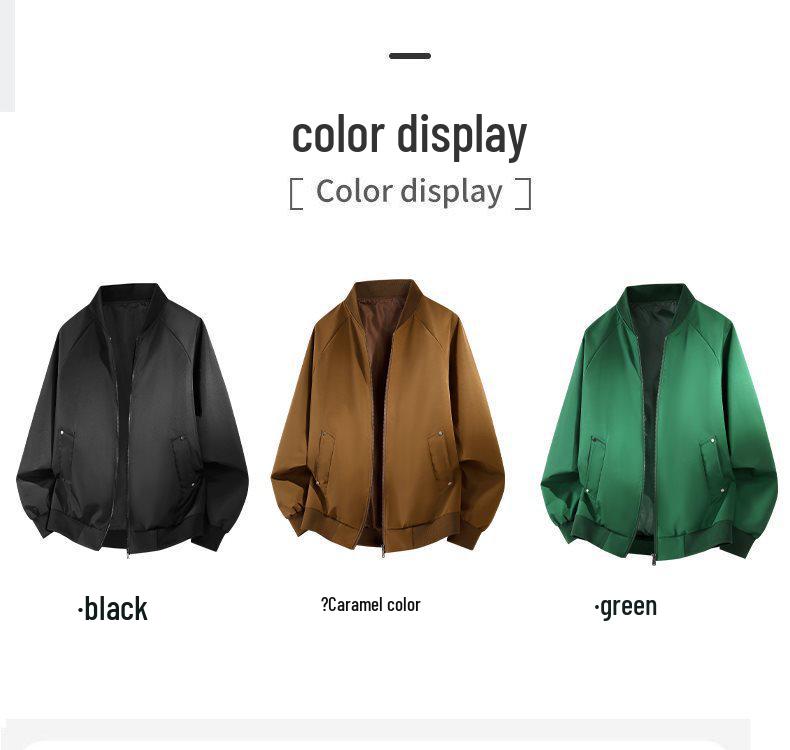2026 Men's Trendy Baseball Collar Slim Fit Casual Jacket - Solid Color, Versatile Fashion