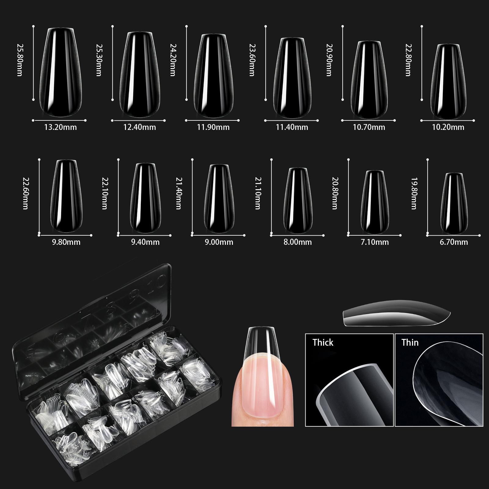 

Специальный элемент дизайна ногтей Прозрачный элемент дизайна ногтей Бесшовный искусственный гвоздь в коробке Гробовый гвоздь