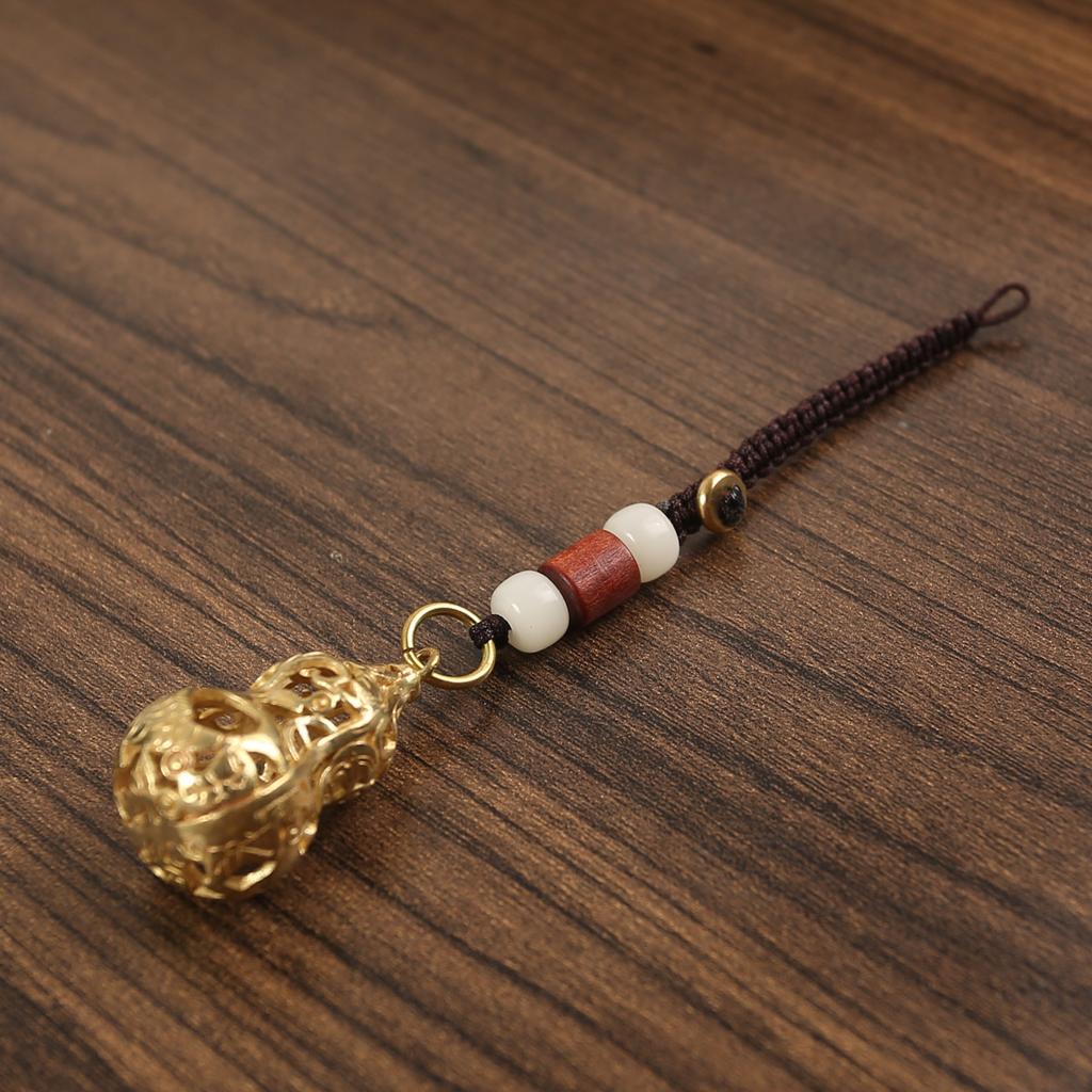 Brass Two-color Primary Color Hollow Pisces Gourd Key Car Pendant Pendant Ring Stall Explosion Unisex