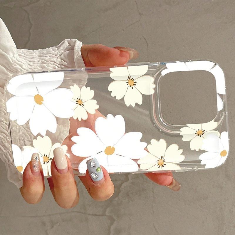 Fresh Little White Flower Is Suitable for iPhone12promax Apple 11 Mobile Phone Case XR/XS Anti-drop 13/14 Silicone 15.