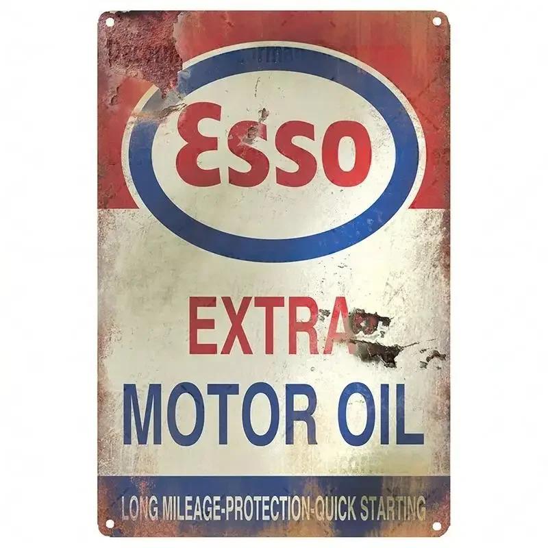 

Gaso Signs Класична металева табличка ESSO Motor Oil Винтажна металева табличка Настінна прикраса Чоловіча кімната Гараж Автомайстерня Вироби Ручної Роботи Таблички 20x30cm（7.8x11.8inch）