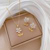 Full of Zirconium Exquisite Wind Copper Micro-inlaid Earrings Necklace Set Combination