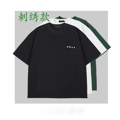 Hot-Selling Embroidered T-Shirt Round Neck Letter Chest Flower Trendy Plus Size Simple Versatile Half-Sleeve Base Shirt