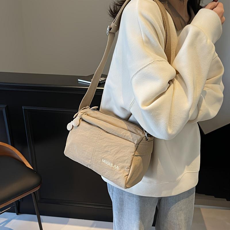 Chic Nylon Crossbody Bag for Women Spacious & Lightweight, Versatile Solid Color with Zip Closure, Perfect for Everyday Use