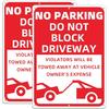 2 Pack Metal No Parking Sign, 10" X 14" Do Not Block Driveway Sign Will Be Towed Away, Made of 40 Mil Rust Free Aluminum, Reflective & UV Protected
