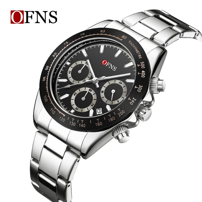 Fashion OFNS 7103 luxurious Men's Quartz Watch Three Eye Six Needle Chronograph Waterproof Night Light Men's Quartz Watch