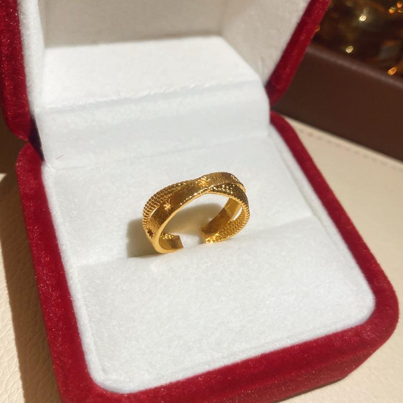 K real gold electroplated zircon rhombus flower ring, new Chinese high-end simple index finger ring, light luxury ring for women