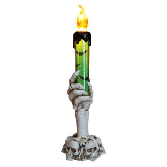 Vintage Style Halloween Ornaments LED Ghost Candle Light, Spooky Hand Lamp Flameless Flickering Lamps Tabletop Decor, Horror Light for Party