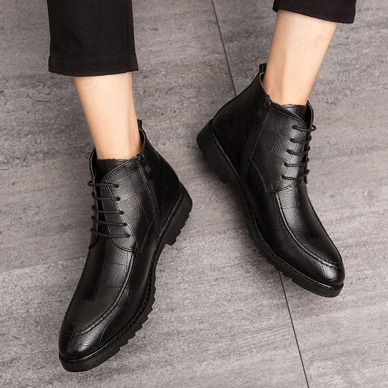 Fashion High Quality Brand Winter New Ankle Boots Men's High Top Workwear Shoes Classic Trendy Men's Leather Business Shoes Commuting