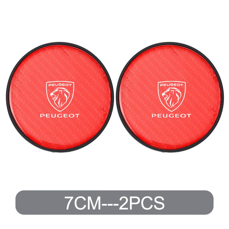 New Styling 2Pc Carbon Fiber Car Coaster Anti-noise Water Cup Pad For Peugeot 208 3008 407 307 206 301 408 5008 308 2008 207 508