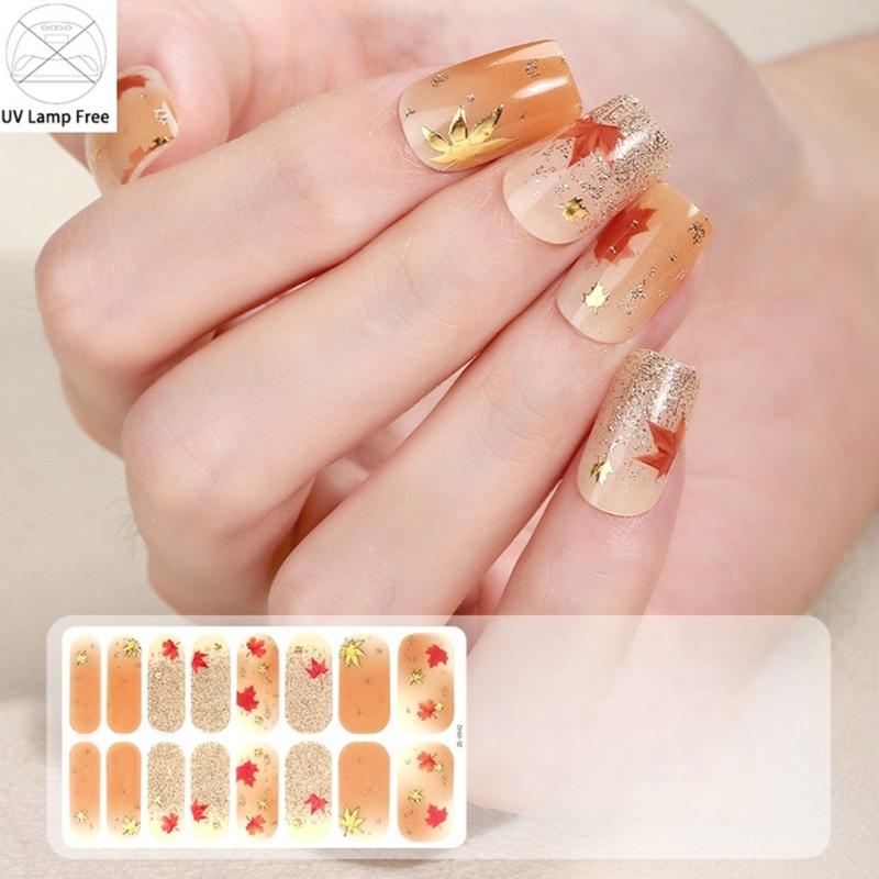 Strong Adhesive Nail Strips Polish Film Decals Stick On Art Decals Without LED Lamps Curing Stylish and Long Lasting