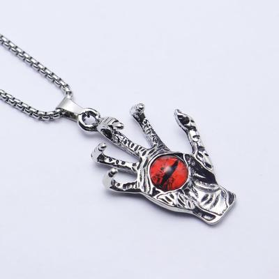 Personalized Punk Demon Claw Pendant Necklace with Devil's Eye for Men and Women - Trendy Long Sweater Chain.