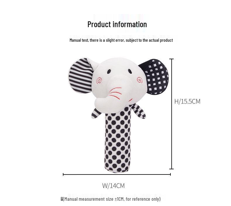 Happy Monkey Black & White Grasping Stick Pacifier Rattle for Newborns - Squeezable BB Stick Hand Rattle for Early Education