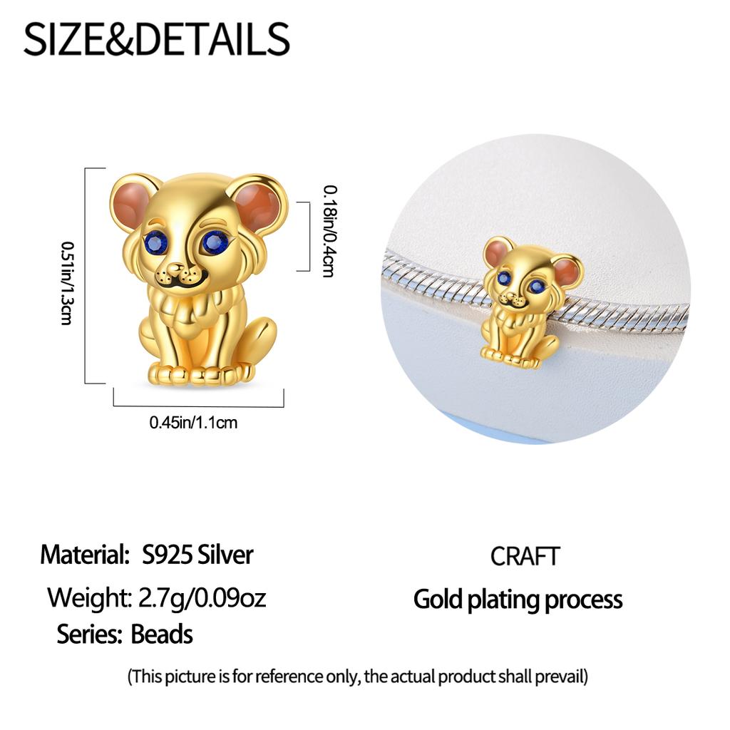 Charms Original Copper Golden Lion Beads Fit Bracelet Diy Fine Gift Women Delicate Jewelry Accessory