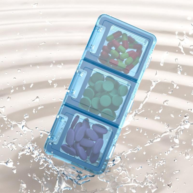 1PC Portable Three Compartment Medicine Box Storage Box with Moisture-proof Sealing for Drug Storage