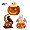 Halloween Party Tischdekoration Kürbis Drachen Statue, LED Leuchtende Harzfigur Beleuchtete Schreibtisch Nachtlampe mit Warmem Licht, Gruselige Fantasy Schreibtisch