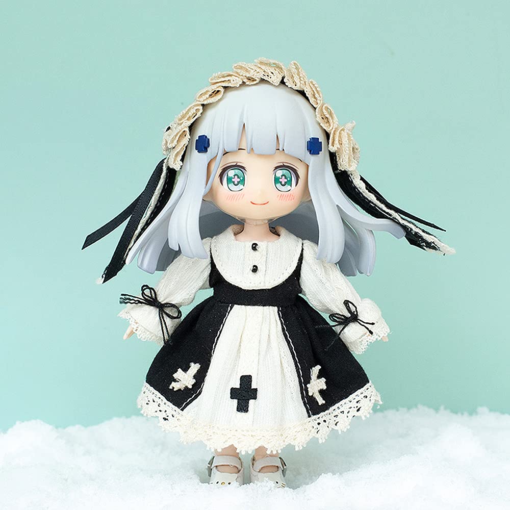 Obitsu 11 OB11 Size Costume Obitsu Doll 11cm Body Dress Dress Cute with Rabbit Ears 2 Piece Set 3 Colors (black)